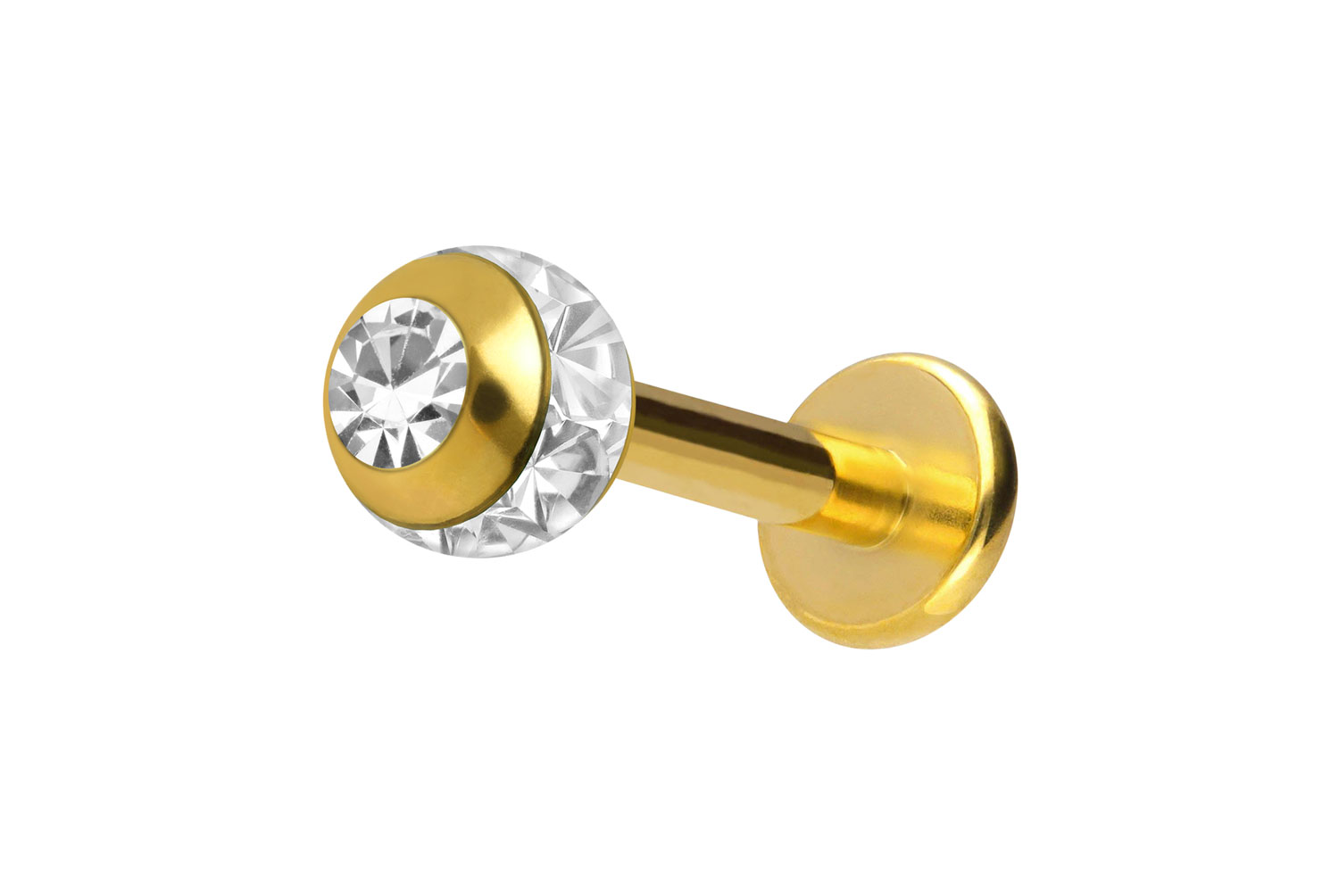 Chirurgenstahl Labret Piercing EPOXY-RING-KUGEL + KRISTALL